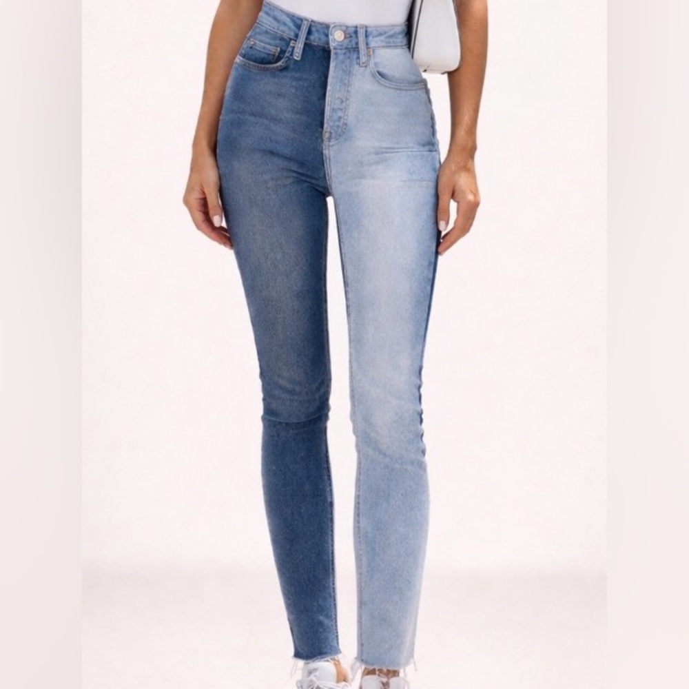 FOREVER 21 Two Toned High Rise Button Fly Skinny Jeans Size 24